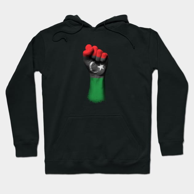 Flag of Libya on a Raised Clenched Fist Hoodie by jeffbartels